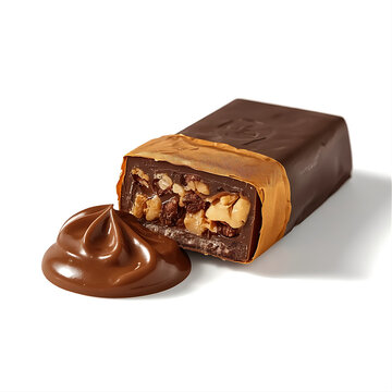 Chocolate nut bar. Sweet candy snack.