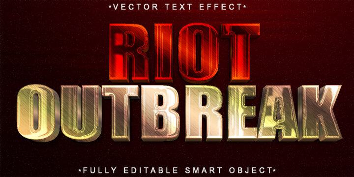 Riot Outbreak Chaos Typography Style Vector Fully Editable Smart Object Text Effect