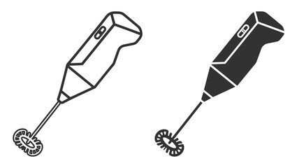 electric milk frother handheld kitchen appliance icon set vector illustration on transparent background © gerik_a