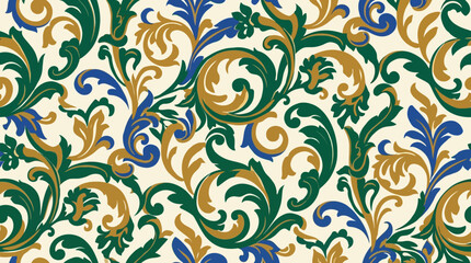Vibrant floral damask pattern design. © Ira Project