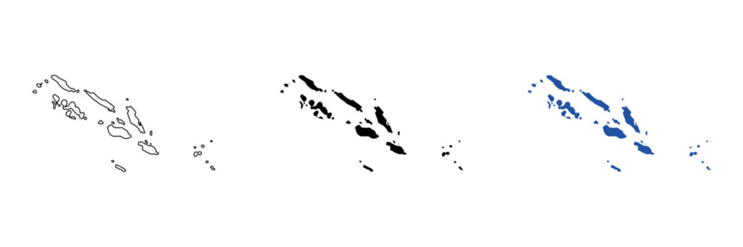 Map outlines of the Solomon Islands archipelago in the Pacific Ocean
