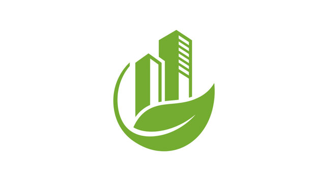 Eco friendly cityscape green logo design.