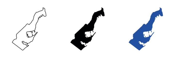 Monaco map outline and silhouette, a coastal European principality © Santiago