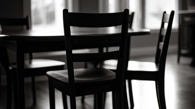 Dining chairs slightly pulled back from table after family meal in a modern cozy home