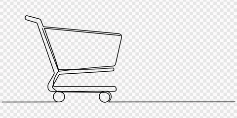 Shopping cart minimal icon continuous one line drawing isolated outline illustration, Shopping cart continuous one line drawing minimalist style isolated outline on white background, Shopping cart. © line pro