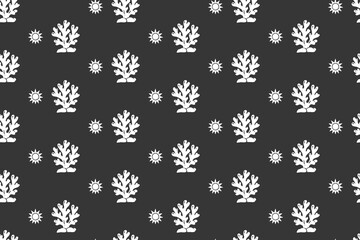 Hand drawn seamless pattern coral reef branches vector background. Summer Beach element for wrapping paper, surface design © Jovi MIng