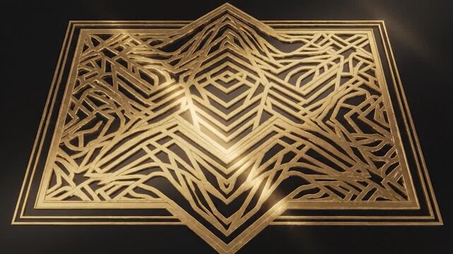Elegant gold art deco geometric pattern on black background