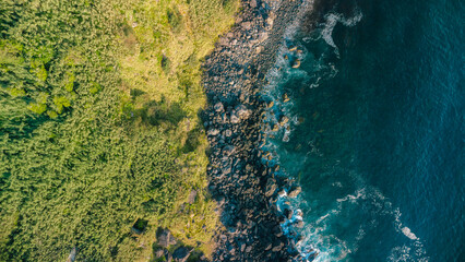 Sao miguel coastline at fogo beach from drone view © Alberto