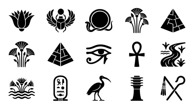 Ancient Egyptian Symbols and Hieroglyphs Collection.