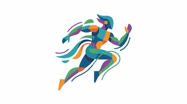 Colorful abstract runner in motion dynamic vibrant