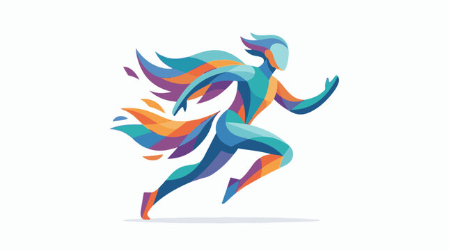 Abstract runner with colorful flowing form on white