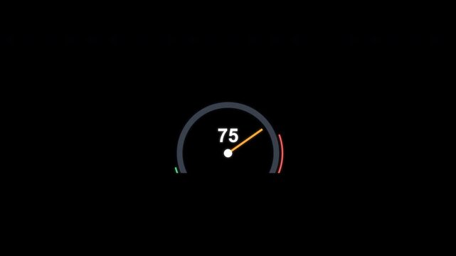 Animated 75 Percent Speedometer Gauge Overlay Alpha Channel 4K