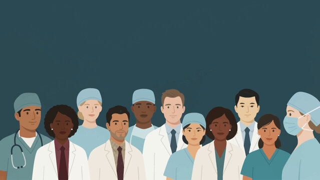 Diverse Group of Healthcare Professionals Collaborating in a Medical Setting and Clinic.
