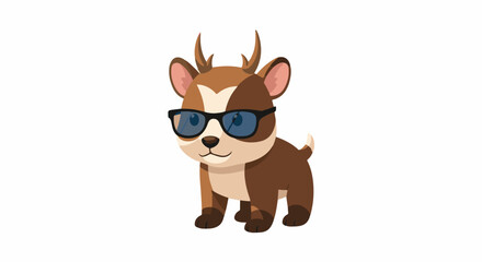 Fototapeta premium Adorable cartoon fawn with sunglasses
