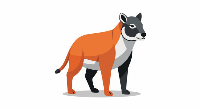 Stylized illustration of a quadruped animal with orange white and black fur