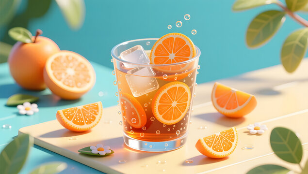 cool fruit beverage illustration side composition background