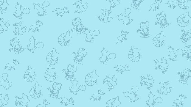 Blue squirrel pattern in cute animal outlines, ideal for backgrounds, wallpaper, packaging, textiles, and childrens products.