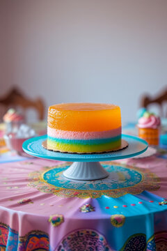 Trendy dessert organic candy colored homemade marmalade gelatin jelly translucent cake AI Generative
