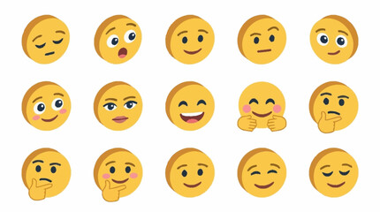 Collection of colorful cartoon emoji faces expressing emotions.