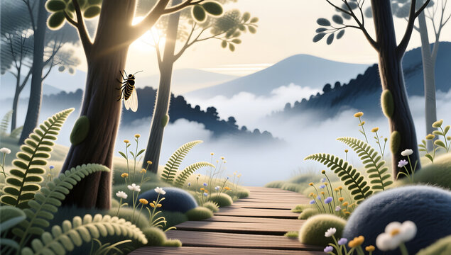 Great Heat Cicada Forest Commercial Illustration Background