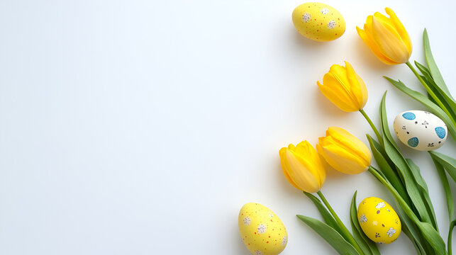 easter eggs and tulips