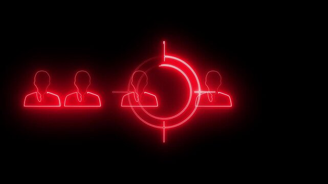 Business target or Employment sign abstract target audience icon or pictogram | flat design business element white on black background