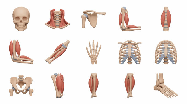 Detailed Human Anatomy Muscle and Skeleton Illustrations.