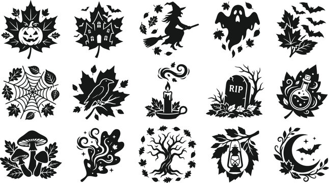 Halloween vector bundle spooky designs for autumn celebrations party graphics and seasonal decorations