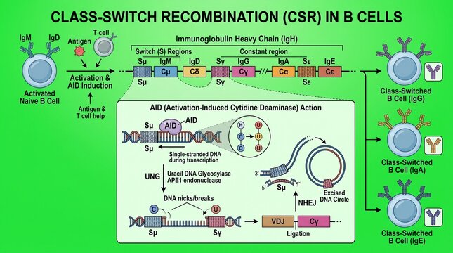 Scientific Diagram Illustrating Class-Switch Recombination in B Cells Process