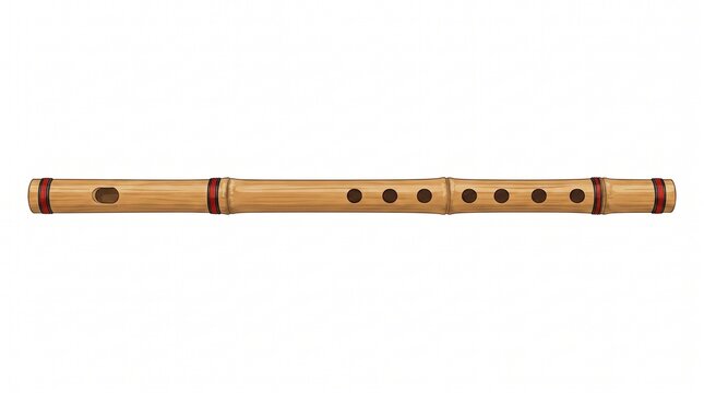Traditional bamboo flute vector illustration isolated on white background