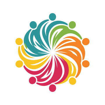 Colorful people circle logo symbol.
