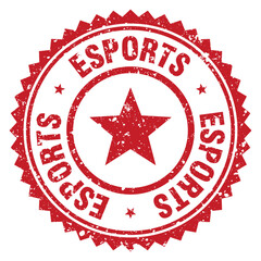 esports red grunge round stamp. esports stamp © BHM