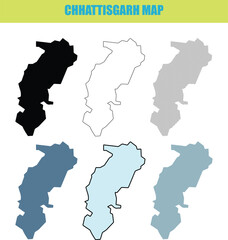 Fototapeta premium Chhattisgarh map variations in fill outline and lined style against simple background for informational design