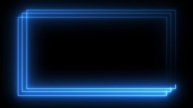 A rectangular frame made of two moving neon lights. A popular abstract background overlay. tow tone neon line animation rectangle frame