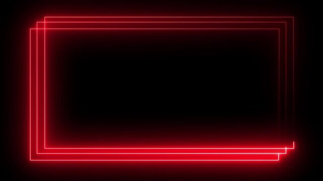 A rectangular frame made of two moving neon lights. A popular abstract background overlay. tow tone neon line animation rectangle frame