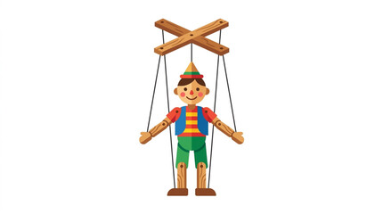 Obraz premium Wooden Pinocchio Puppet Character on White Background.