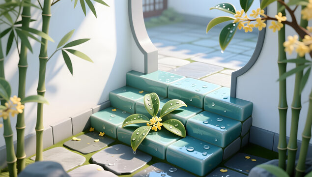 osmanthus steps white dew solar term courtyard dew