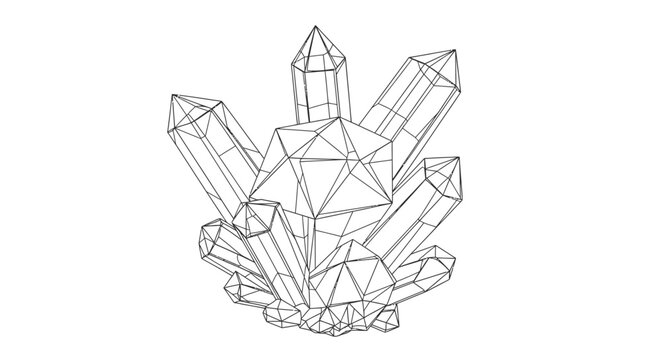Geometric crystal cluster vector illustration on white background