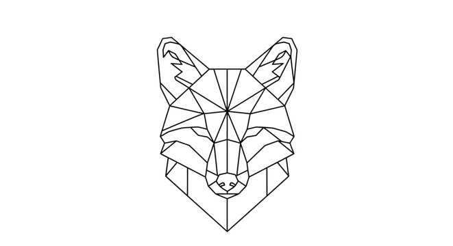 Geometric fox head illustration on white background vector design