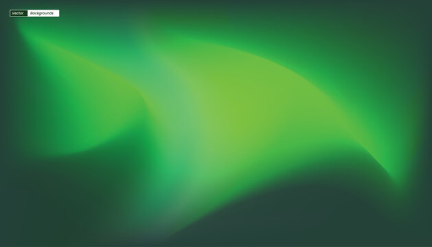 A dynamic widescreen abstract gradient background featuring vibrant neon green fluid waves contrasting against a deep dark green background.