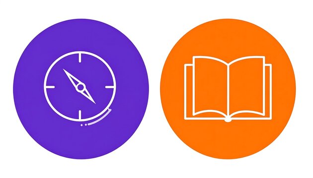 Minimalist Vector Icon Set Featuring Compass and Open Book Designs.
