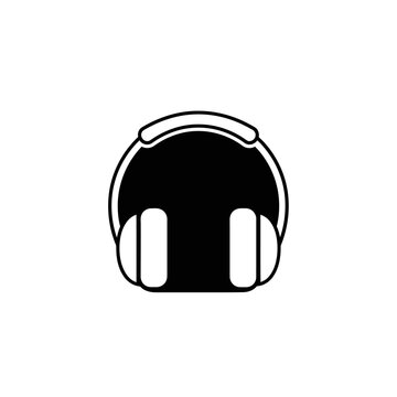 Headphones illustration black and white isolated on white background vector
