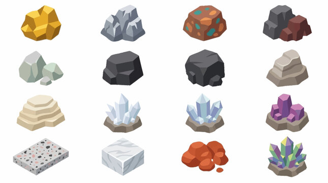 Colorful collection of gemstones and crystals illustration.