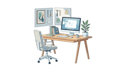 Fototapeta premium Bright contemporary workspace with modern minimalist interior design and natural light