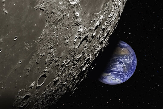 The Earth as Seen from the Surface of the Moon "Elements of this Image Furnished by NASA"