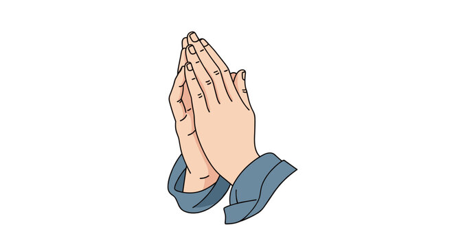 Praying hands in prayerful gesture, devotional hands, spiritual connection, request or gratitude, abstract religious concept illustration.