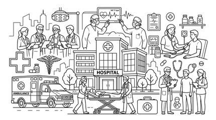 Obraz premium Healthcare professionals collaborating in a modern hospital setting. Medical team monitoring patient vitals and discussing treatment plans. Diverse...