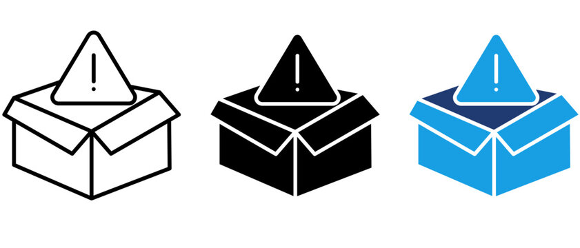 Damaged Package and Logistics Alert icon collections. Containing Warning, Box, Danger, Parcel and more icons.