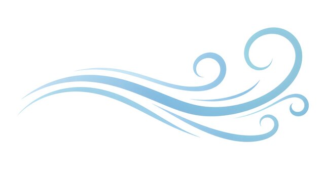 Abstract blue wind gust wave illustration isolated on white background wave elements decorative air swirl design