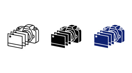Continuous shooting burst mode camera icon set with vector outline glyph and color variations © Adeel visual studio